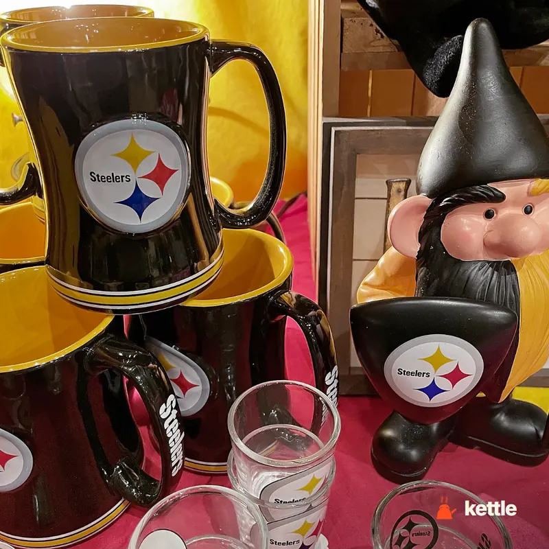 Pittsburgh Steelers branded merchandise featuring the Steelers logo